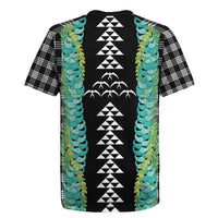 Black Palaka Hawaii Iwa Bird Rugby Jersey Hawaiian Kakau Jade Vine Lei - Polynesian Pride