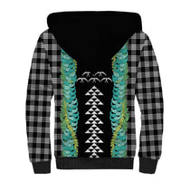 Black Palaka Hawaii Iwa Bird Sherpa Hoodie Hawaiian Kakau Jade Vine Lei - Polynesian Pride