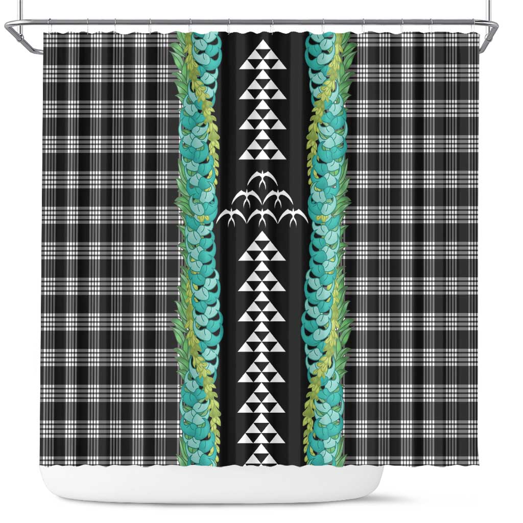 Black Palaka Hawaii Iwa Bird Shower Curtain Hawaiian Kakau Jade Vine Lei - Polynesian Pride