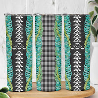 Black Palaka Hawaii Iwa Bird Skinny Tumbler Hawaiian Kakau Jade Vine Lei - Polynesian Pride