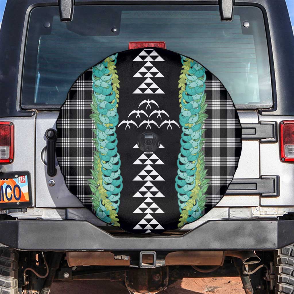 Black Palaka Hawaii Iwa Bird Spare Tire Cover Hawaiian Kakau Jade Vine Lei - Polynesian Pride