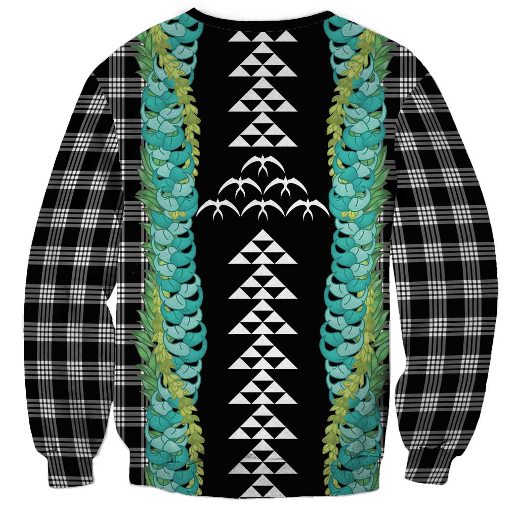 Black Palaka Hawaii Iwa Bird Sweatshirt Hawaiian Kakau Jade Vine Lei - Polynesian Pride