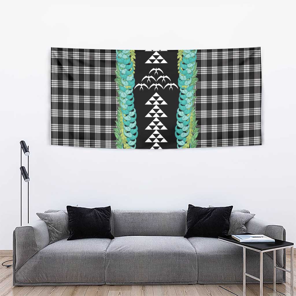 Black Palaka Hawaii Iwa Bird Tapestry Hawaiian Kakau Jade Vine Lei - Polynesian Pride