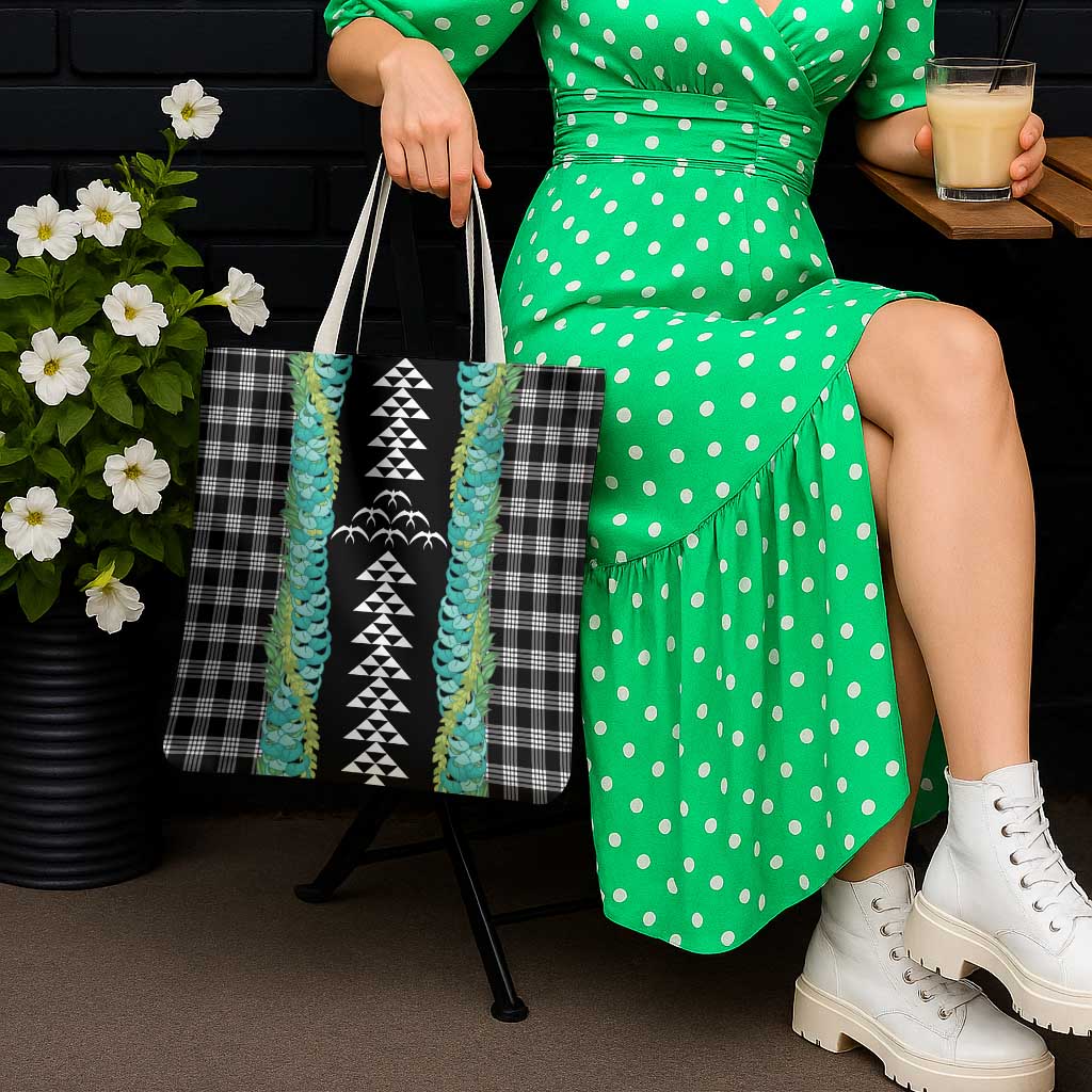 Black Palaka Hawaii Iwa Bird Tote Bag Hawaiian Kakau Jade Vine Lei - Polynesian Pride