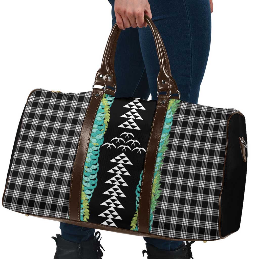 Black Palaka Hawaii Iwa Bird Travel Bag Hawaiian Kakau Jade Vine Lei - Polynesian Pride