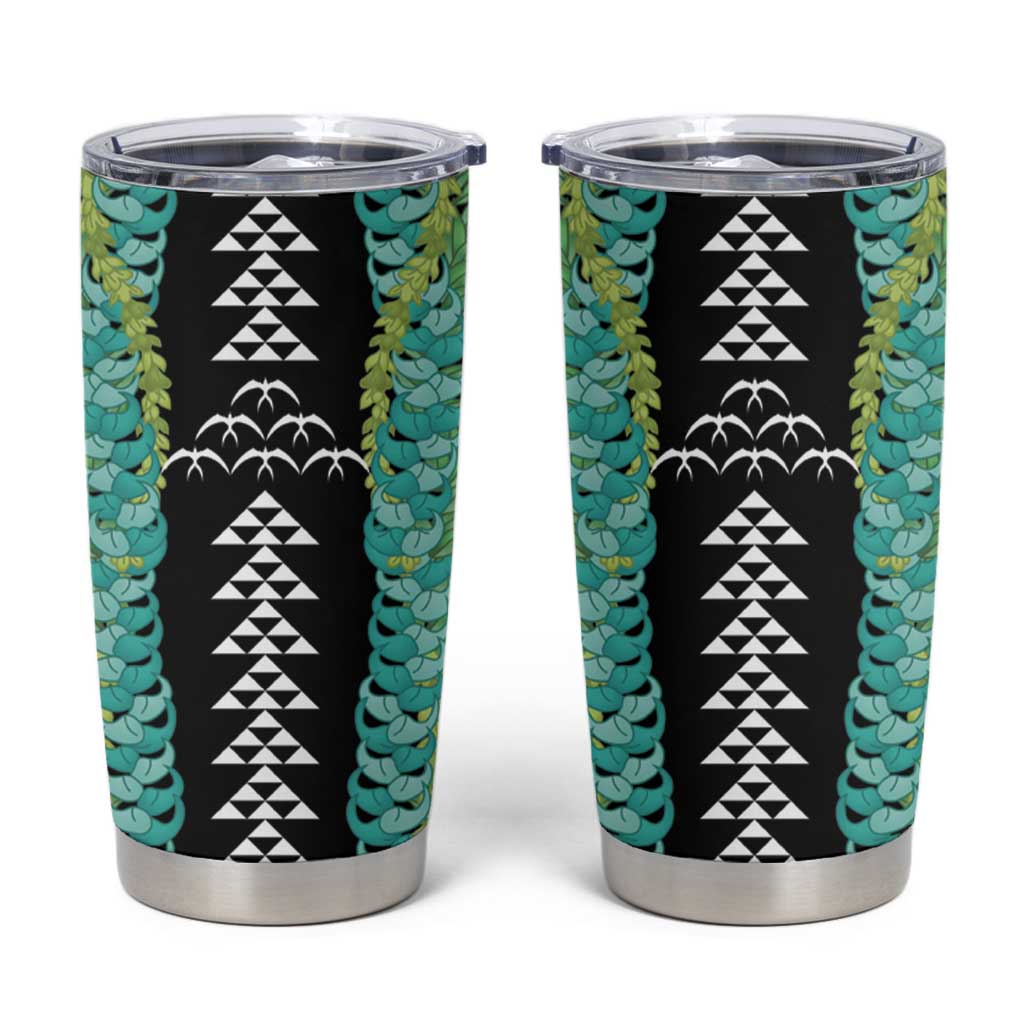 Black Palaka Hawaii Iwa Bird Tumbler Cup Hawaiian Kakau Jade Vine Lei - Polynesian Pride