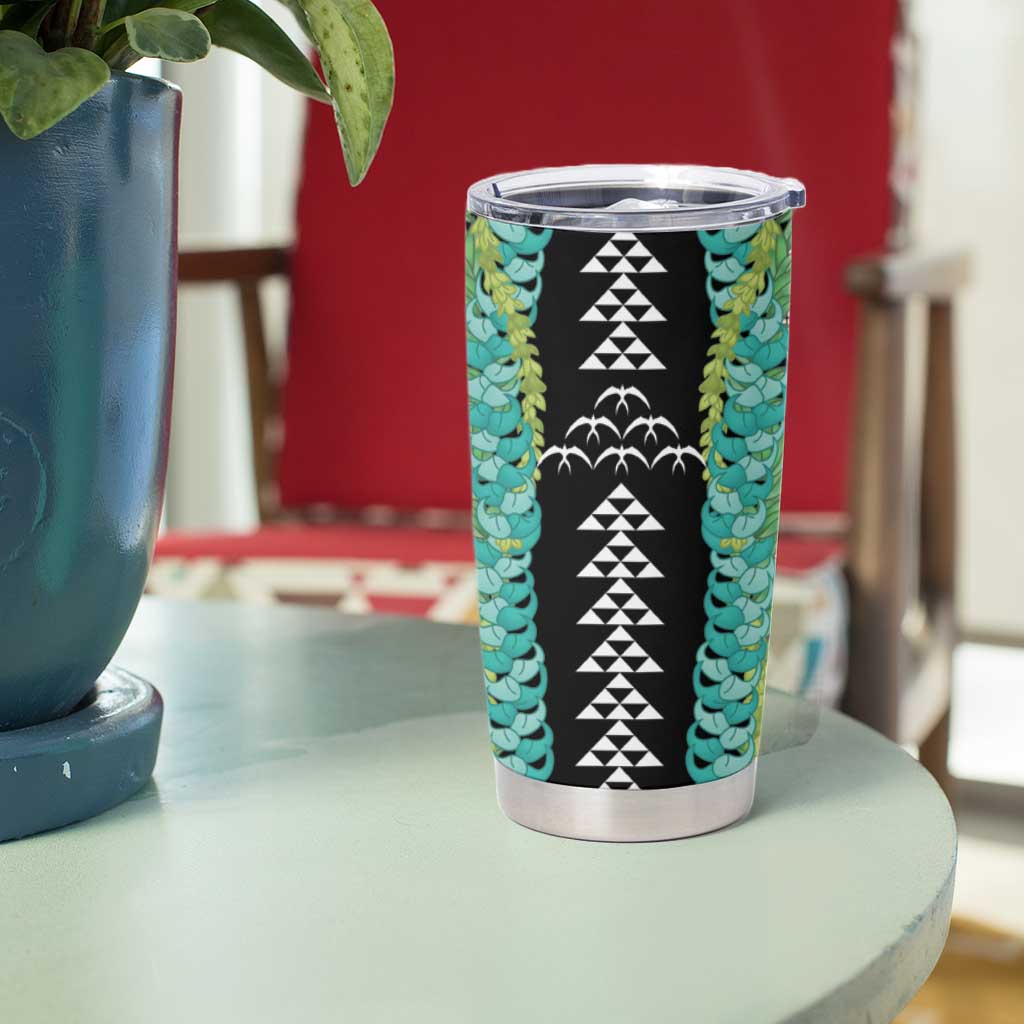 Black Palaka Hawaii Iwa Bird Tumbler Cup Hawaiian Kakau Jade Vine Lei - Polynesian Pride