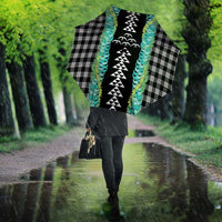 Black Palaka Hawaii Iwa Bird Umbrella Hawaiian Kakau Jade Vine Lei - Polynesian Pride