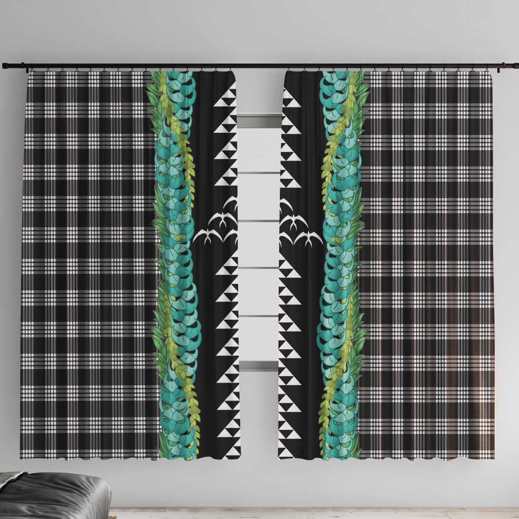 Black Palaka Hawaii Iwa Bird Window Curtain Hawaiian Kakau Jade Vine Lei - Polynesian Pride
