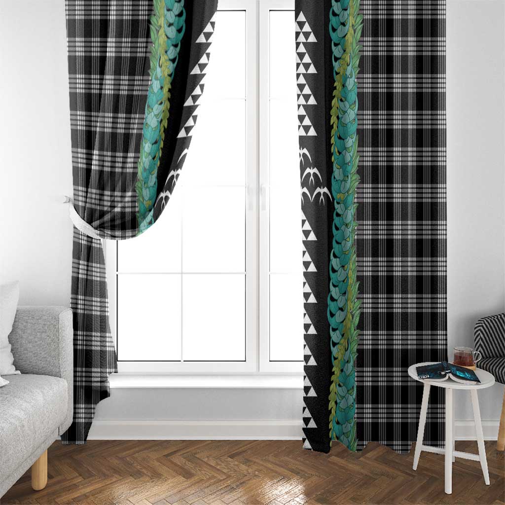 Black Palaka Hawaii Iwa Bird Window Curtain Hawaiian Kakau Jade Vine Lei - Polynesian Pride