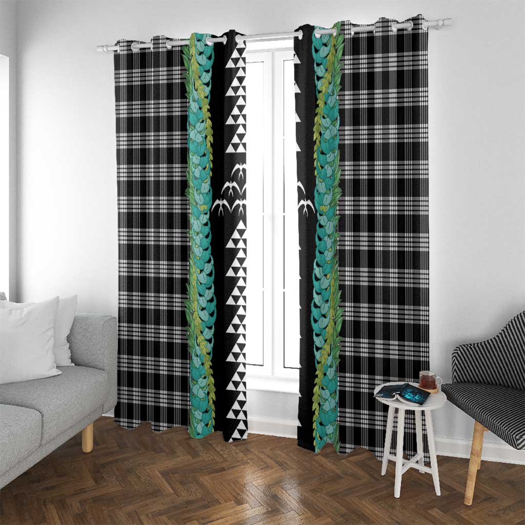 Black Palaka Hawaii Iwa Bird Window Curtain Hawaiian Kakau Jade Vine Lei - Polynesian Pride