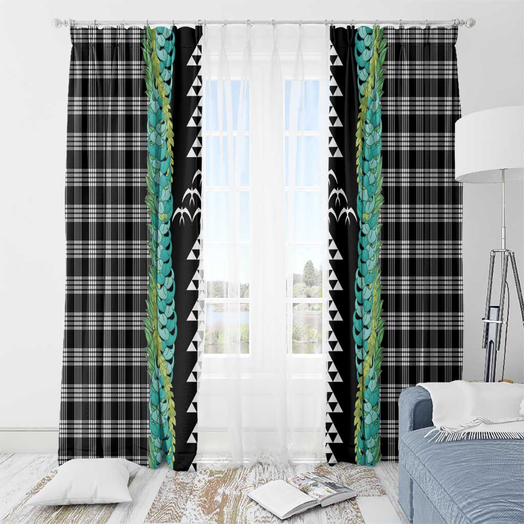Black Palaka Hawaii Iwa Bird Window Curtain Hawaiian Kakau Jade Vine Lei - Polynesian Pride