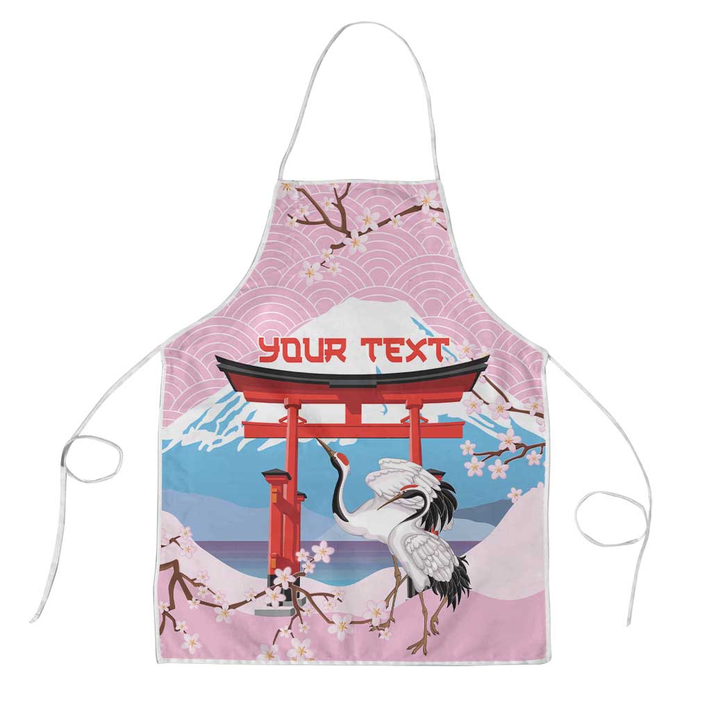 Japanese Torii Gate Cranes Personalised Apron Fuji Mount Sakura Seigaiha Pattern