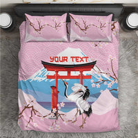Japanese Torii Gate Cranes Personalised Bedding Set Fuji Mount Sakura Seigaiha Pattern LT14 Pink - Polynesian Pride