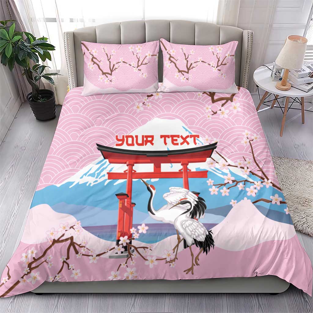 Japanese Torii Gate Cranes Personalised Bedding Set Fuji Mount Sakura Seigaiha Pattern LT14 - Polynesian Pride