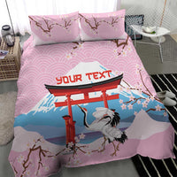 Japanese Torii Gate Cranes Personalised Bedding Set Fuji Mount Sakura Seigaiha Pattern LT14 - Polynesian Pride