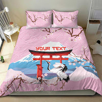 Japanese Torii Gate Cranes Personalised Bedding Set Fuji Mount Sakura Seigaiha Pattern LT14 - Polynesian Pride