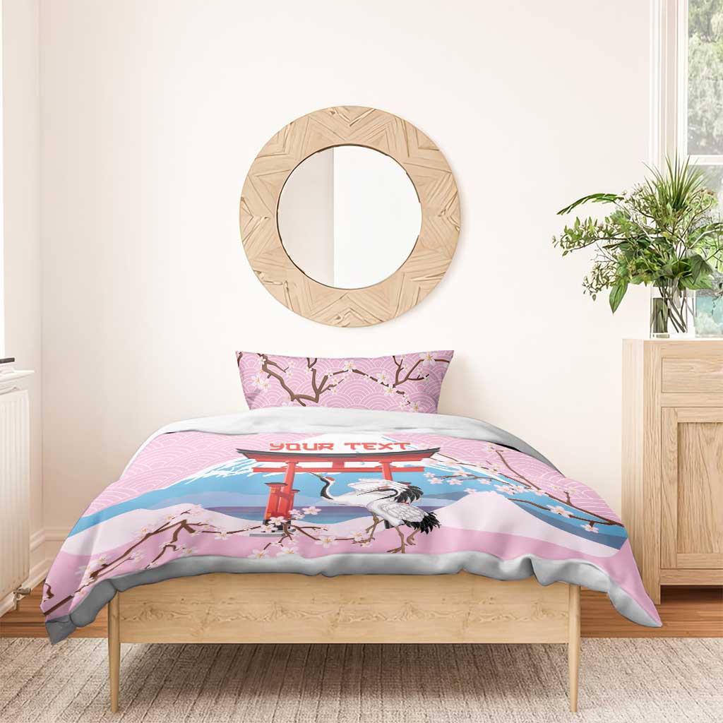 Japanese Torii Gate Cranes Personalised Bedding Set Fuji Mount Sakura Seigaiha Pattern LT14 - Polynesian Pride