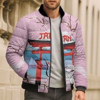 Japanese Torii Gate Cranes Personalised Bomber Puffer Jacket Fuji Mount Sakura Seigaiha Pattern