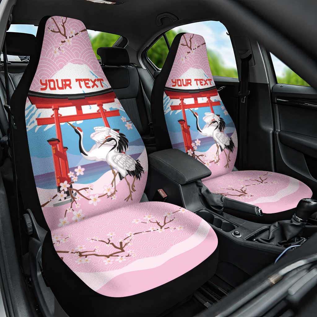 Japanese Torii Gate Cranes Personalised Car Seat Cover Fuji Mount Sakura Seigaiha Pattern LT14 One Size Pink - Polynesian Pride