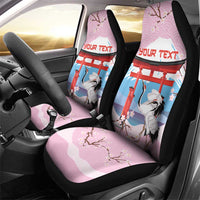 Japanese Torii Gate Cranes Personalised Car Seat Cover Fuji Mount Sakura Seigaiha Pattern LT14 - Polynesian Pride