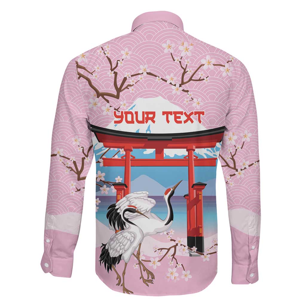 Japanese Torii Gate Cranes Personalised Family Matching Off Shoulder Maxi Dress and Hawaiian Shirt Fuji Mount Sakura Seigaiha Pattern LT14 - Polynesian Pride