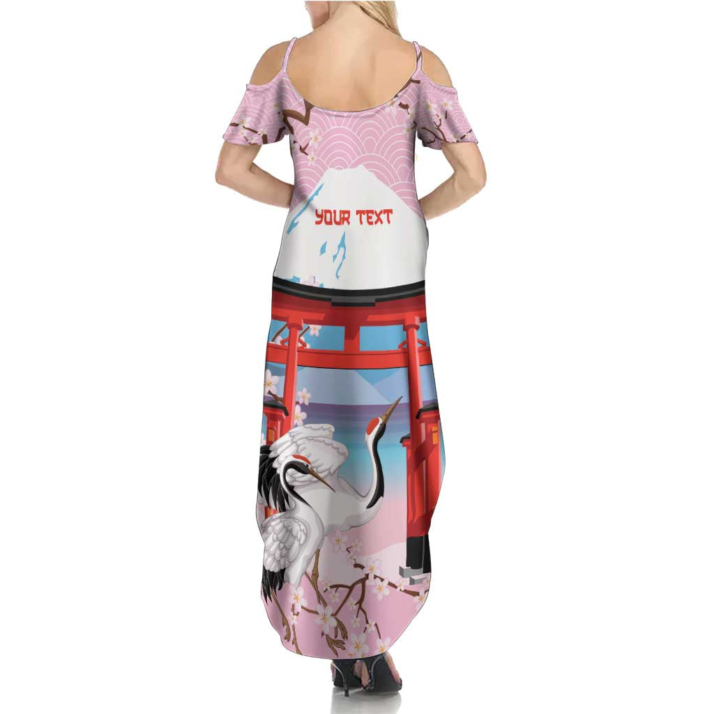 Japanese Torii Gate Cranes Personalised Family Matching Summer Maxi Dress and Hawaiian Shirt Fuji Mount Sakura Seigaiha Pattern LT14 - Polynesian Pride