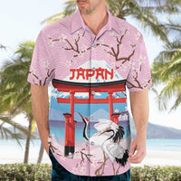 Japanese Torii Gate Cranes Personalised Hawaiian Shirt Fuji Mount Sakura Seigaiha Pattern