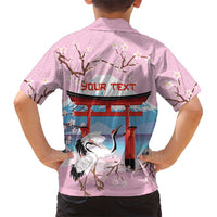 Japanese Torii Gate Cranes Personalised Hawaiian Shirt Fuji Mount Sakura Seigaiha Pattern
