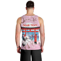 Japanese Torii Gate Cranes Personalised Men Tank Top Fuji Mount Sakura Seigaiha Pattern