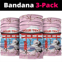 Japanese Torii Gate Cranes Personalised Neck Gaiter Fuji Mount Sakura Seigaiha Pattern