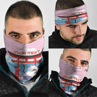 Japanese Torii Gate Cranes Personalised Neck Gaiter Fuji Mount Sakura Seigaiha Pattern