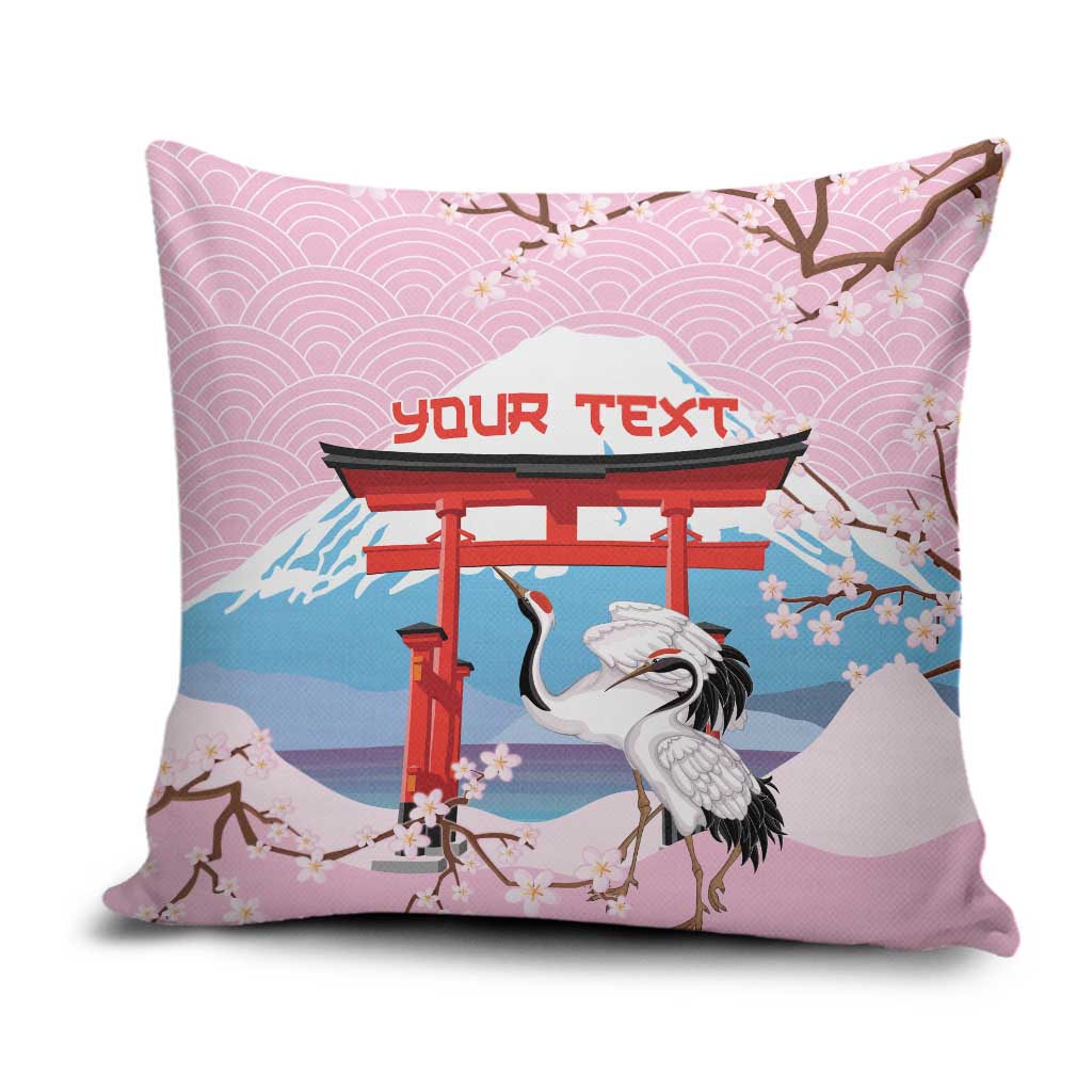 Japanese Torii Gate Cranes Personalised Pillow Cover Fuji Mount Sakura Seigaiha Pattern LT14 Pink - Polynesian Pride