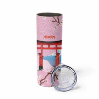 Japanese Torii Gate Cranes Personalised Skinny Tumbler Fuji Mount Sakura Seigaiha Pattern LT14 - Polynesian Pride