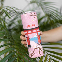 Japanese Torii Gate Cranes Personalised Skinny Tumbler Fuji Mount Sakura Seigaiha Pattern LT14 - Polynesian Pride
