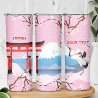Japanese Torii Gate Cranes Personalised Skinny Tumbler Fuji Mount Sakura Seigaiha Pattern LT14 - Polynesian Pride
