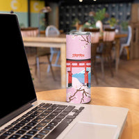 Japanese Torii Gate Cranes Personalised Skinny Tumbler Fuji Mount Sakura Seigaiha Pattern LT14 - Polynesian Pride