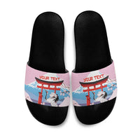 Japanese Torii Gate Cranes Personalised Slide Sandals Fuji Mount Sakura Seigaiha Pattern