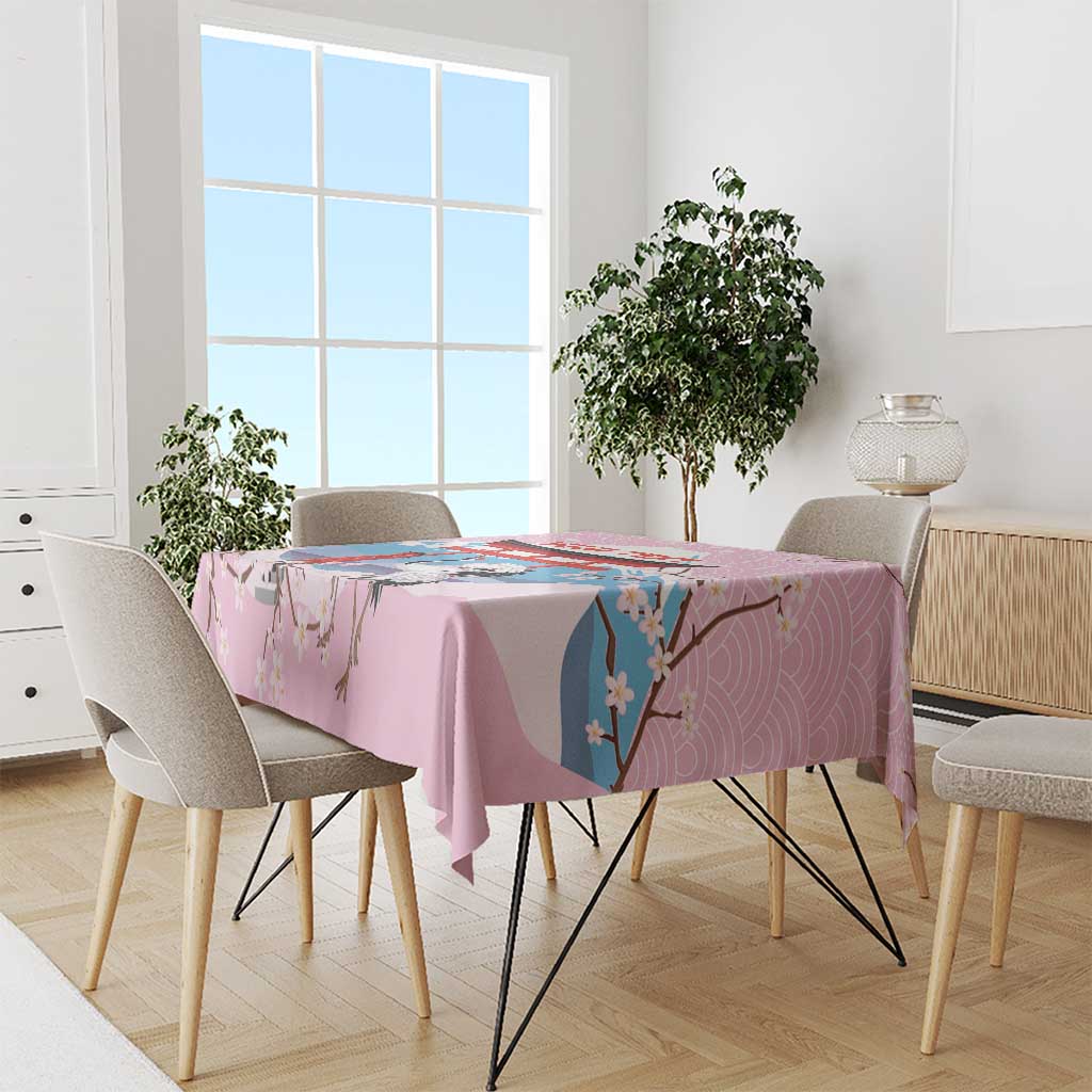 Japanese Torii Gate Cranes Personalised Tablecloth Fuji Mount Sakura Seigaiha Pattern LT14 - Polynesian Pride