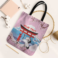 Japanese Torii Gate Cranes Personalised Tote Bag Fuji Mount Sakura Seigaiha Pattern