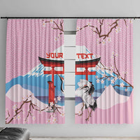 Japanese Torii Gate Cranes Personalised Window Curtain Fuji Mount Sakura Seigaiha Pattern LT14 With Hooks Pink - Polynesian Pride