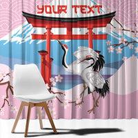 Japanese Torii Gate Cranes Personalised Window Curtain Fuji Mount Sakura Seigaiha Pattern LT14 - Polynesian Pride