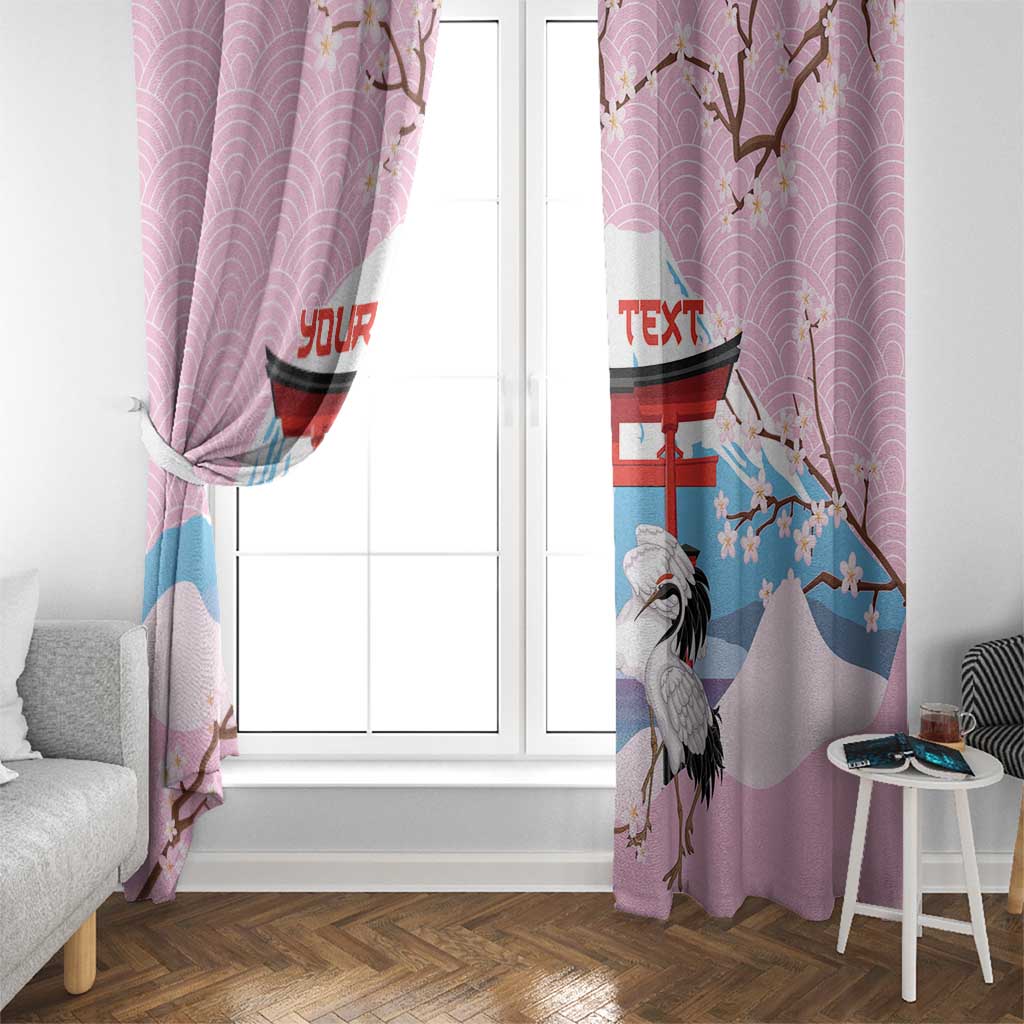 Japanese Torii Gate Cranes Personalised Window Curtain Fuji Mount Sakura Seigaiha Pattern LT14 - Polynesian Pride