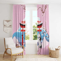 Japanese Torii Gate Cranes Personalised Window Curtain Fuji Mount Sakura Seigaiha Pattern LT14 - Polynesian Pride