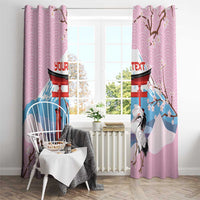Japanese Torii Gate Cranes Personalised Window Curtain Fuji Mount Sakura Seigaiha Pattern LT14 - Polynesian Pride
