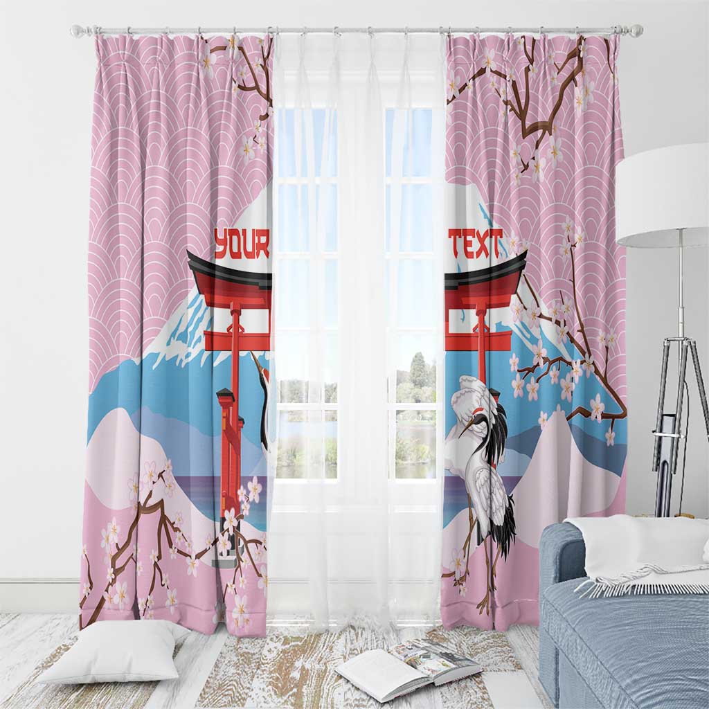 Japanese Torii Gate Cranes Personalised Window Curtain Fuji Mount Sakura Seigaiha Pattern LT14 - Polynesian Pride