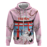 Japanese Torii Gate Cranes Personalised Zip Hoodie Fuji Mount Sakura Seigaiha Pattern LT14 Zip Hoodie Pink - Polynesian Pride