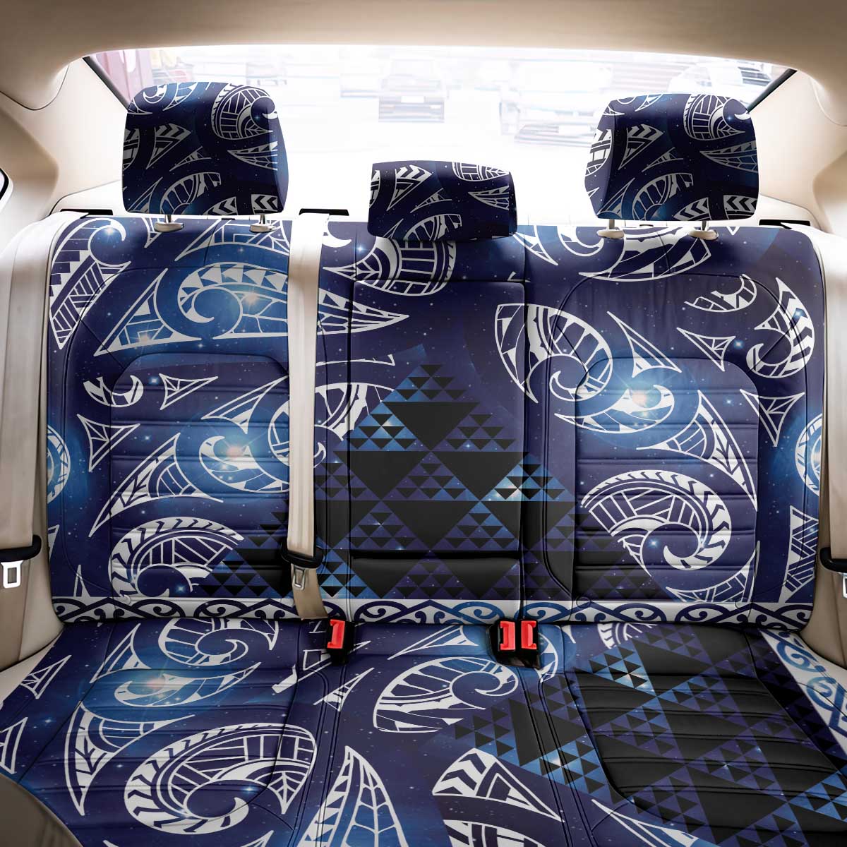 Matariki New Zealand Back Car Seat Cover NZ Niho Taniwha Maori New Year Blue Galaxy LT14 - Polynesian Pride