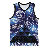 Matariki New Zealand Basketball Jersey NZ Niho Taniwha Maori New Year Blue Galaxy LT14 Unisex Blue - Polynesian Pride
