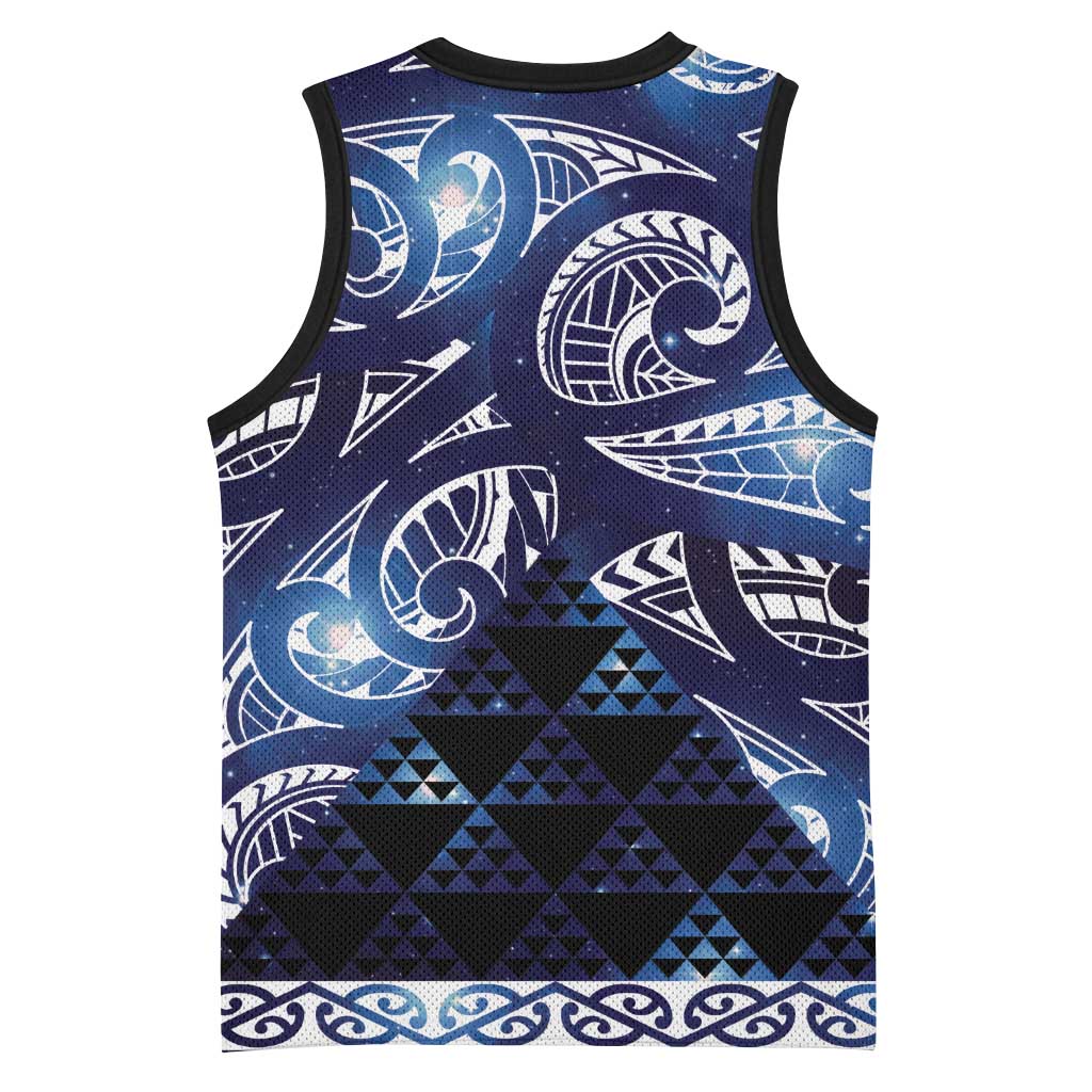 Matariki New Zealand Basketball Jersey NZ Niho Taniwha Maori New Year Blue Galaxy LT14 - Polynesian Pride